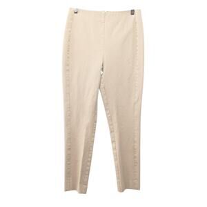 Elie Tahari Skinny Pants Womens Small Tan Zippered Stretch Flat Front No Pocktet